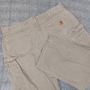 Carhartt Men’s 42x30 (40x28) Loose Fit Canvas Carpenter Pants  Beige B159-MUS